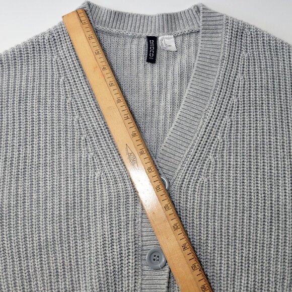 H&M RIB-KNIT CARDIGAN LIGHT GRAY - Picture 9 of 14